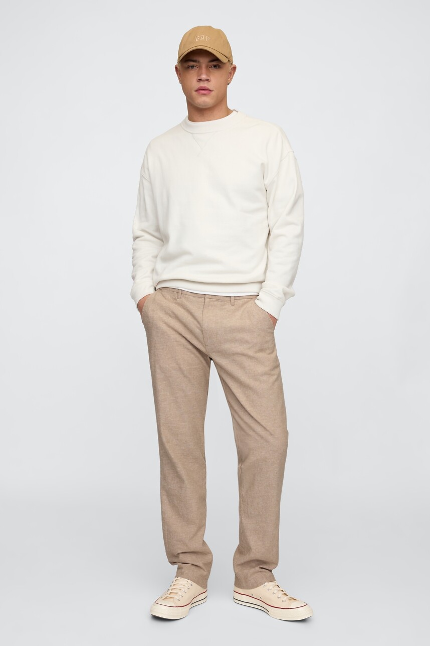Pantalón De Lino Straight Hombre Khaki