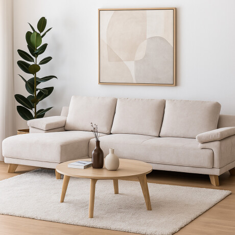 Rinconera Adalia - Tela Microfibra - Chaise izquierdo 12072 (Beige)