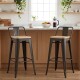 Pack 2 Taburetes Tolix con Respaldo y Asiento de Madera Lumax Negra