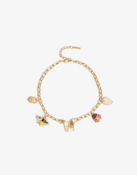 Collares Cortos Color Collar Corto Multidijes Insectos - Dorado