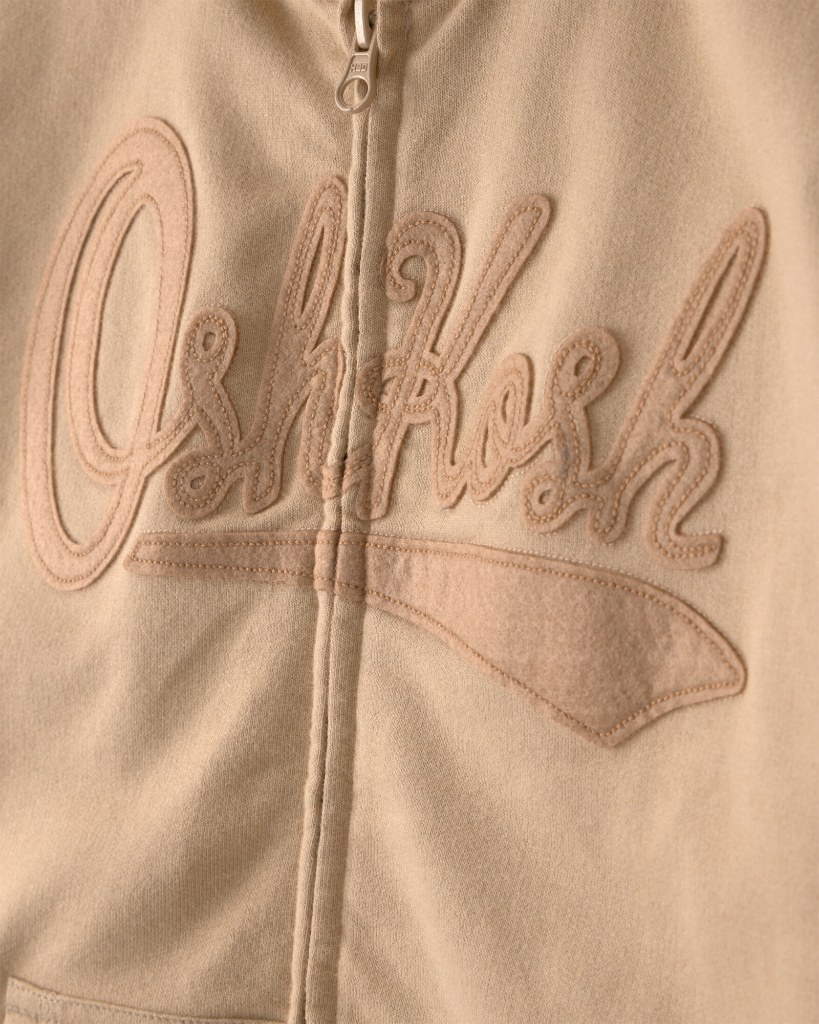 Campera de algodón, beige, con capucha y logo Sin color