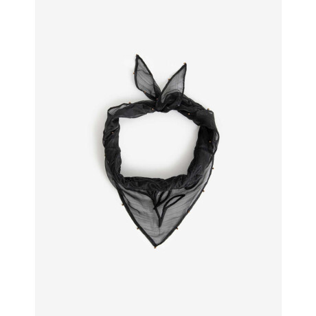 Bijoutero Triangular De Gasa Doble Con Bordado Y Beads Negro