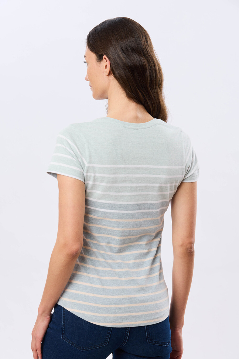 REMERA RAYADA DE ALGODÓN Pistacho
