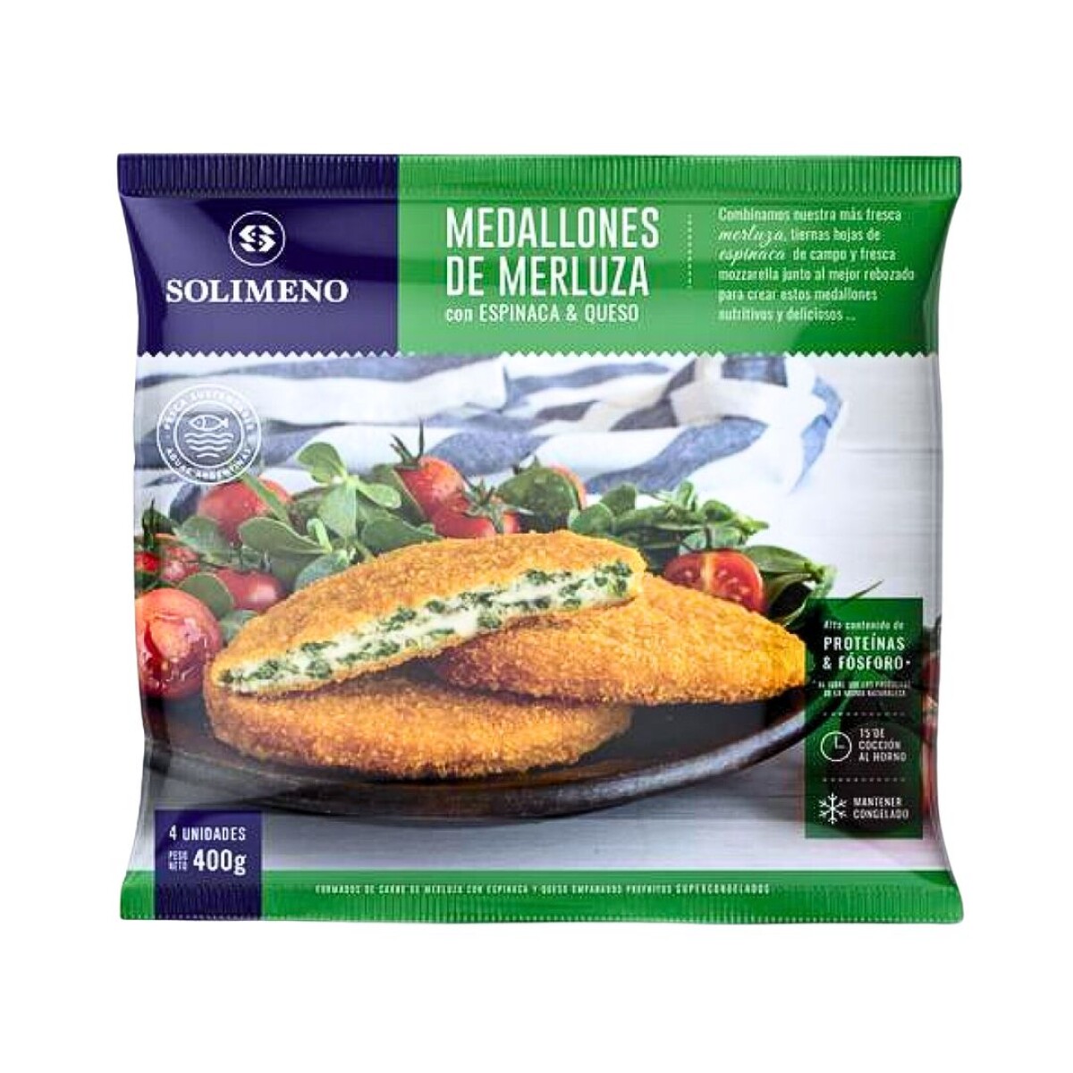 Medallones de Merluza con Espinaca y Queso Solimeno - 400 g 