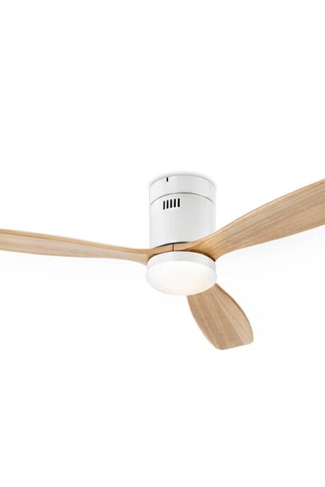 Ventilador De Techo En Madera Led 18watts Fría/neutra/cálida Blanco y madera