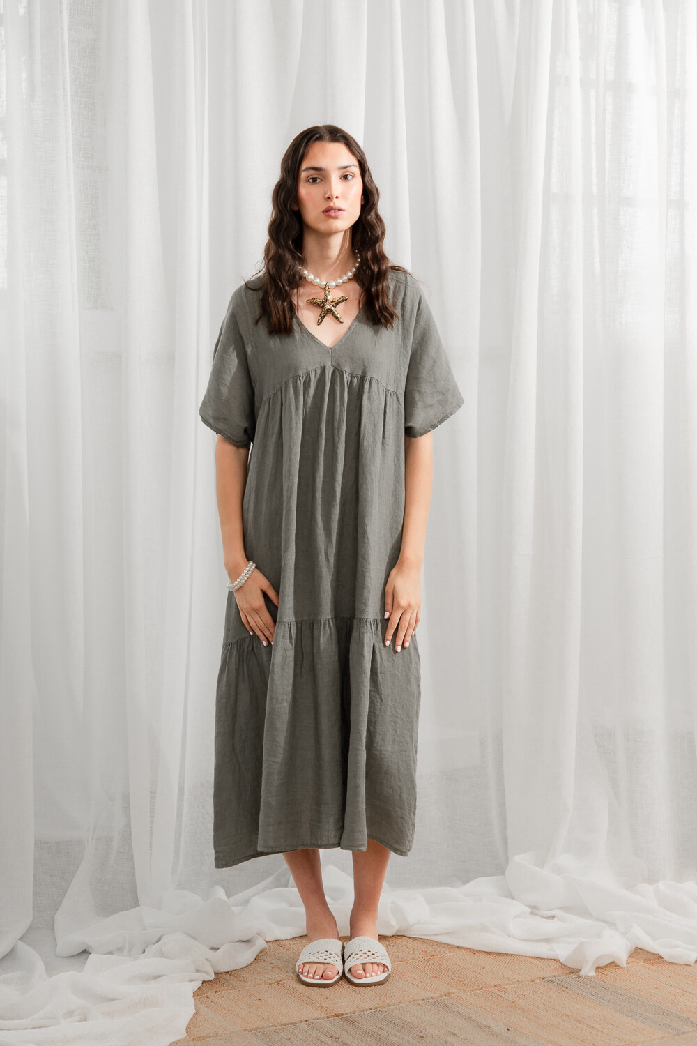 Vestido Giardino Verde Oliva Oscuro