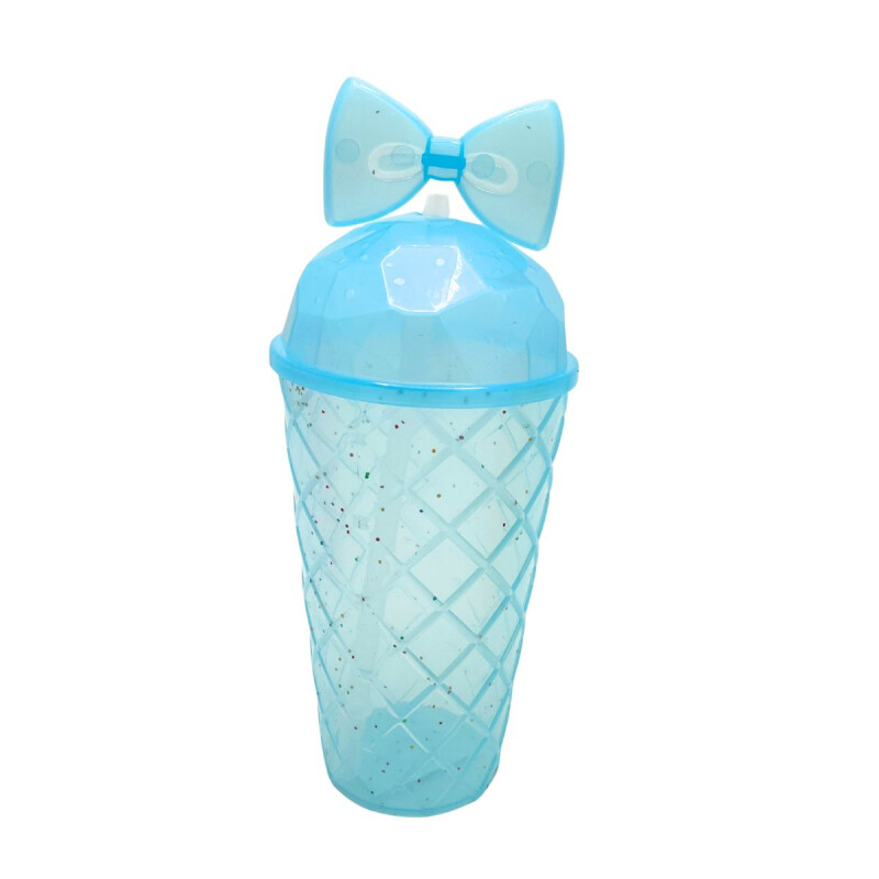 Vaso con Moño y Sorbito Celeste