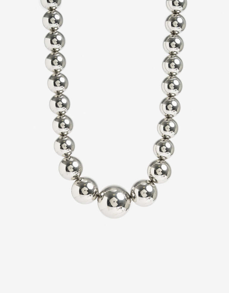 Collares Cortos Metal Collar Bolones - Plateado Rodio