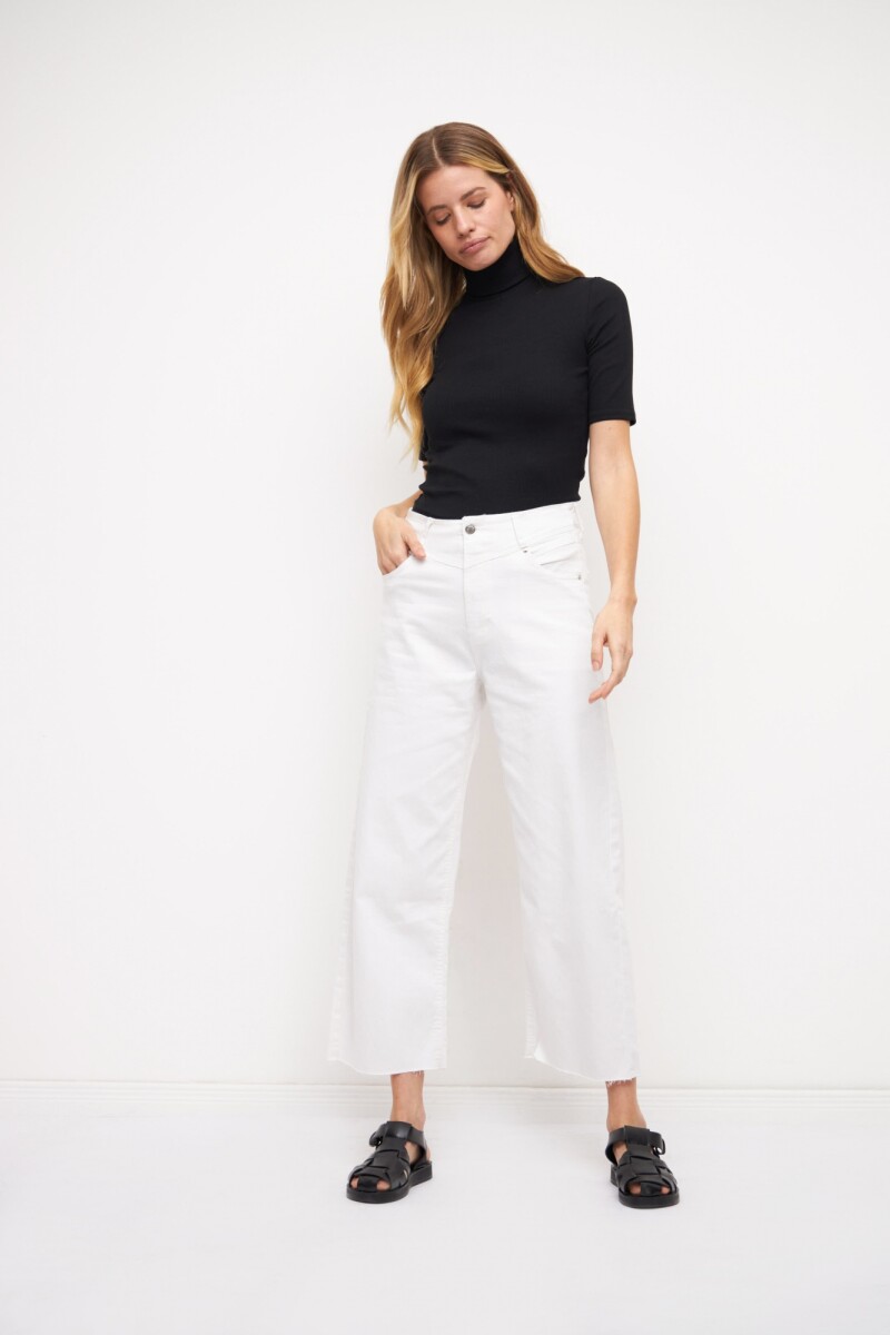 Jean culotte con cortes crudo