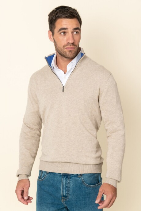 Sweater medio cierre Beige