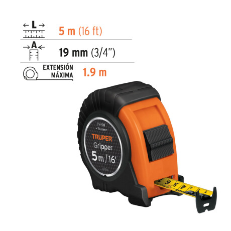 CINTA METRICA C/IMPACTO 5MTX3/4 TRUPER FH-5M (CM/PULG) N/a