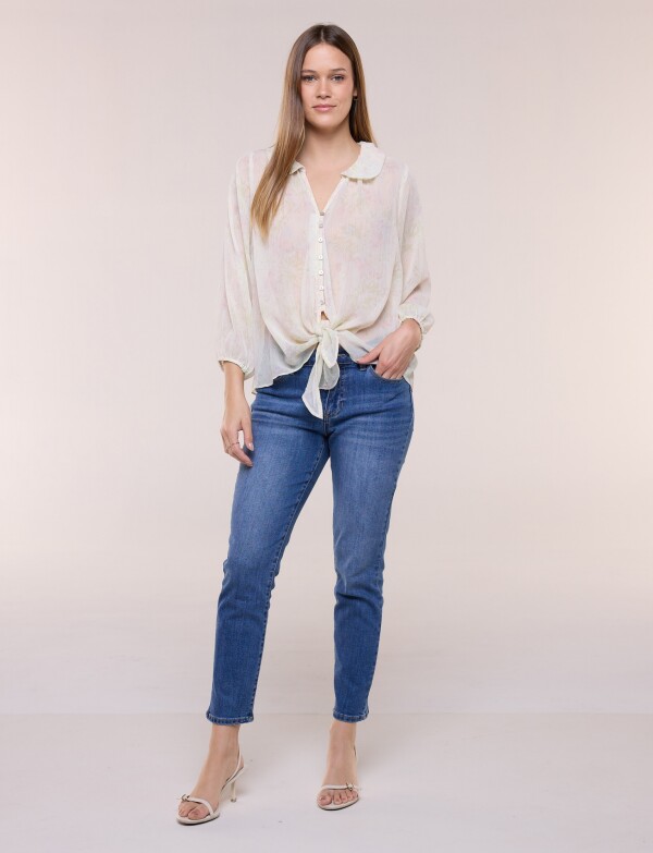 Blusa Gasa Traslucida Estampada CRUDO/MULTI