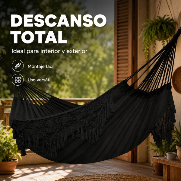 Hamaca Paraguaya Silla Colgante Reforzada Jardín Bolso Color Negro