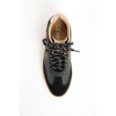 Zapatilla Cuero Combinada Negro