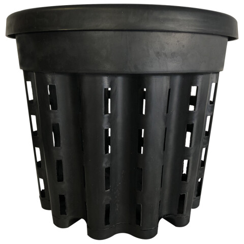MACETA DE PLASTICO AIREADA REDONDA NEGRA 12L