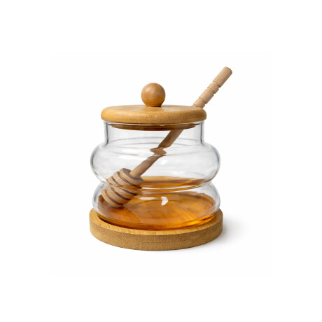 Mielera de vidrio y madera 350ml Madera
