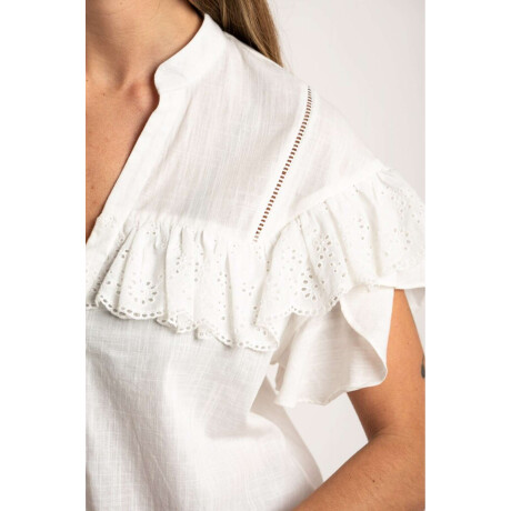Blusa Volados Algodón Nacar