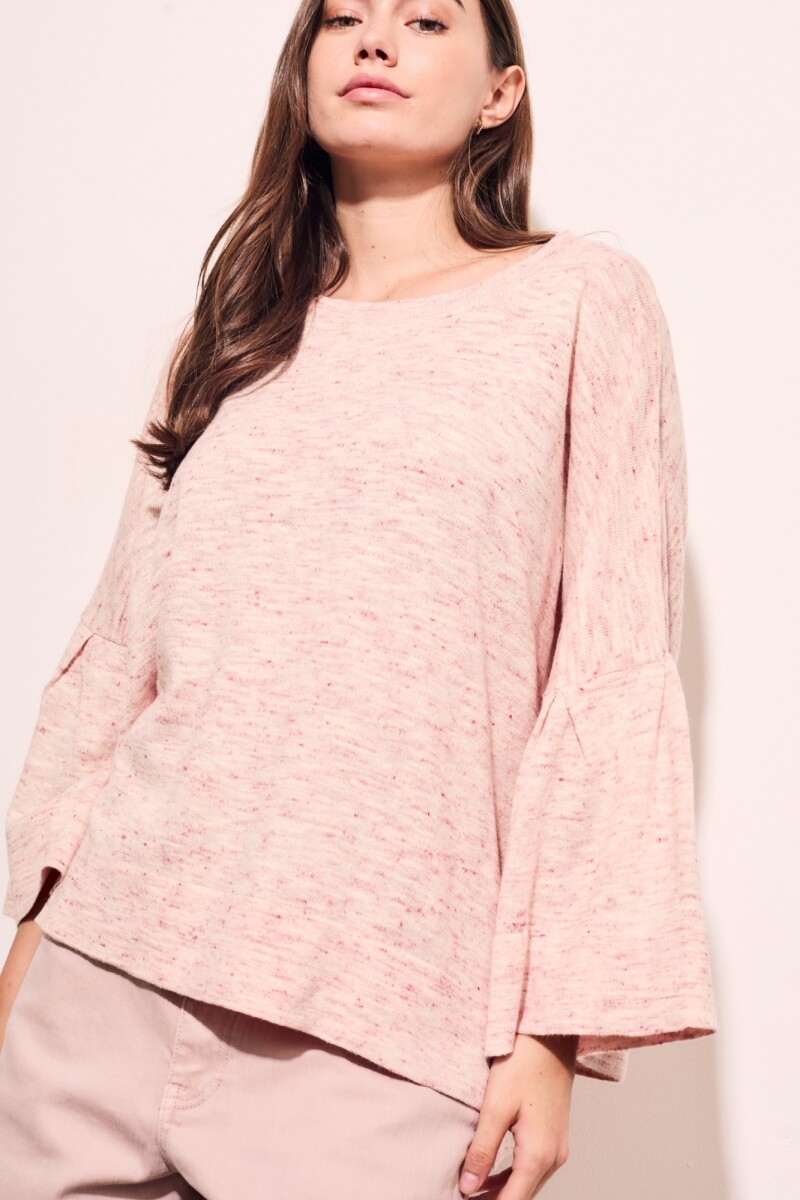 Sweater Manga Volado Rosa