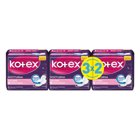 KOTEX TOALLITAS NOCTURNAS CON ALAS 3x2 KOTEX TOALLITAS NOCTURNAS CON ALAS 3x2