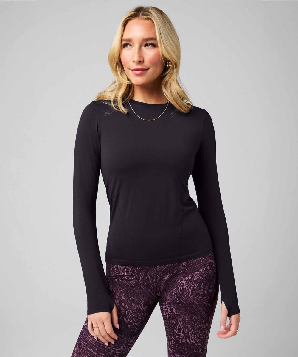 Polo Manga Larga Feather Tech+ Long-Sleeve Top Mujer - Black 