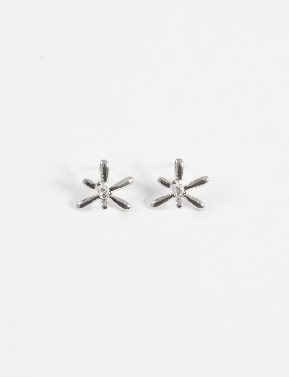 Caravanas flor metal - plateado 