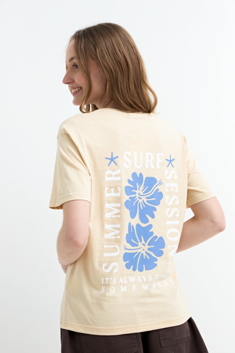 Remera m/c estampada Always Summer BEIGE
