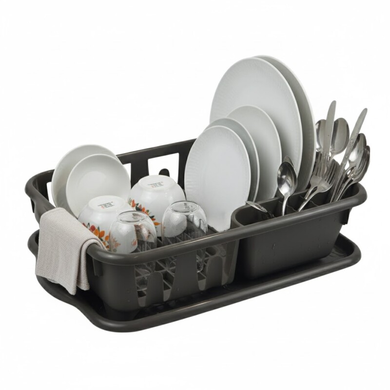 Escurridor de platos con bandeja GRIS OSCURO