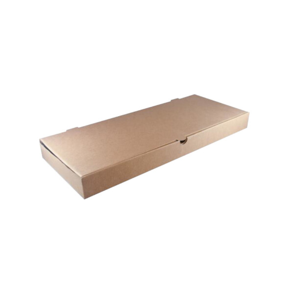 CAJA DE CARTON PARA PIZZA X METRO MARRON LISA 49X18X4 CM. MARRON