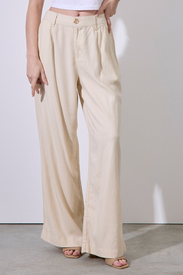 Pantalon Lino Wide BEIGE