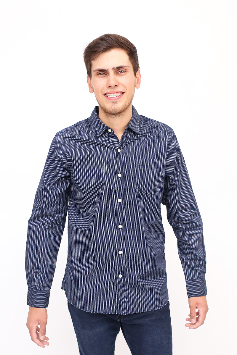 Camisa Manga Larga Regular Fit - Azul 