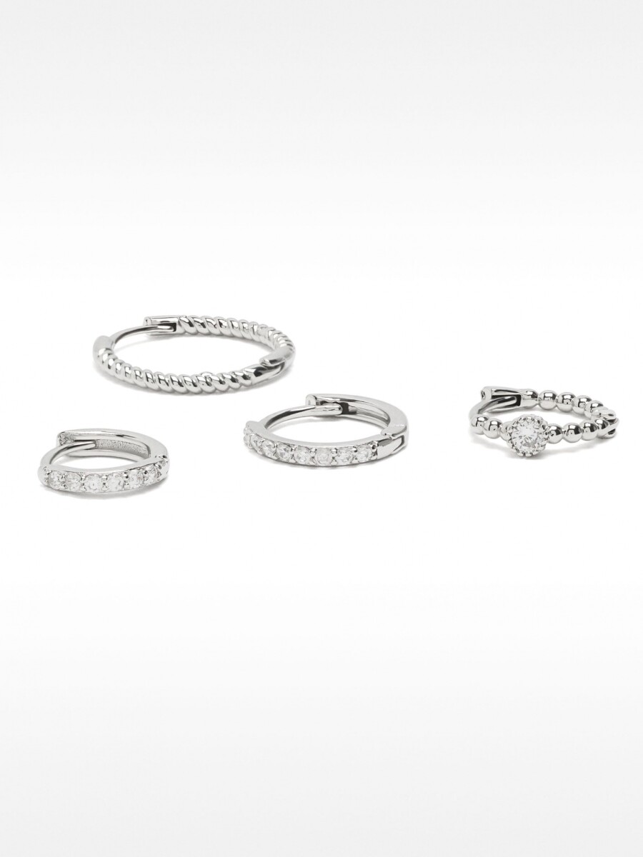 Set De Aros Con Circonitas plateado