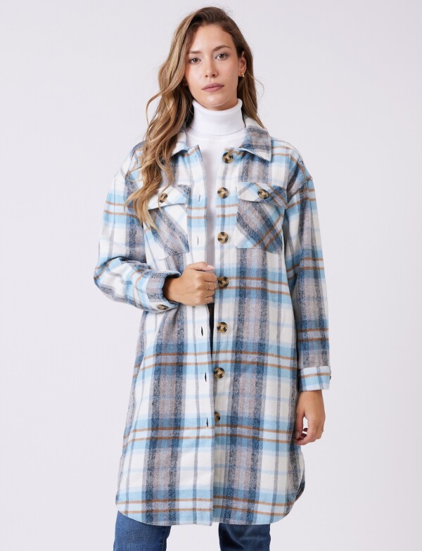 Sobrecamisa Larga Cuadros MULTI/CELESTE