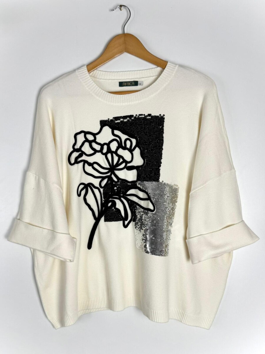 SWEATER C/VISCOSA RAW - BLANCO 