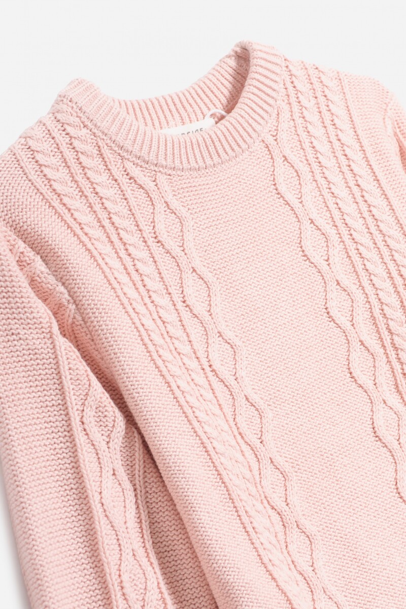 Sweater escote redondo con ochos ROSA
