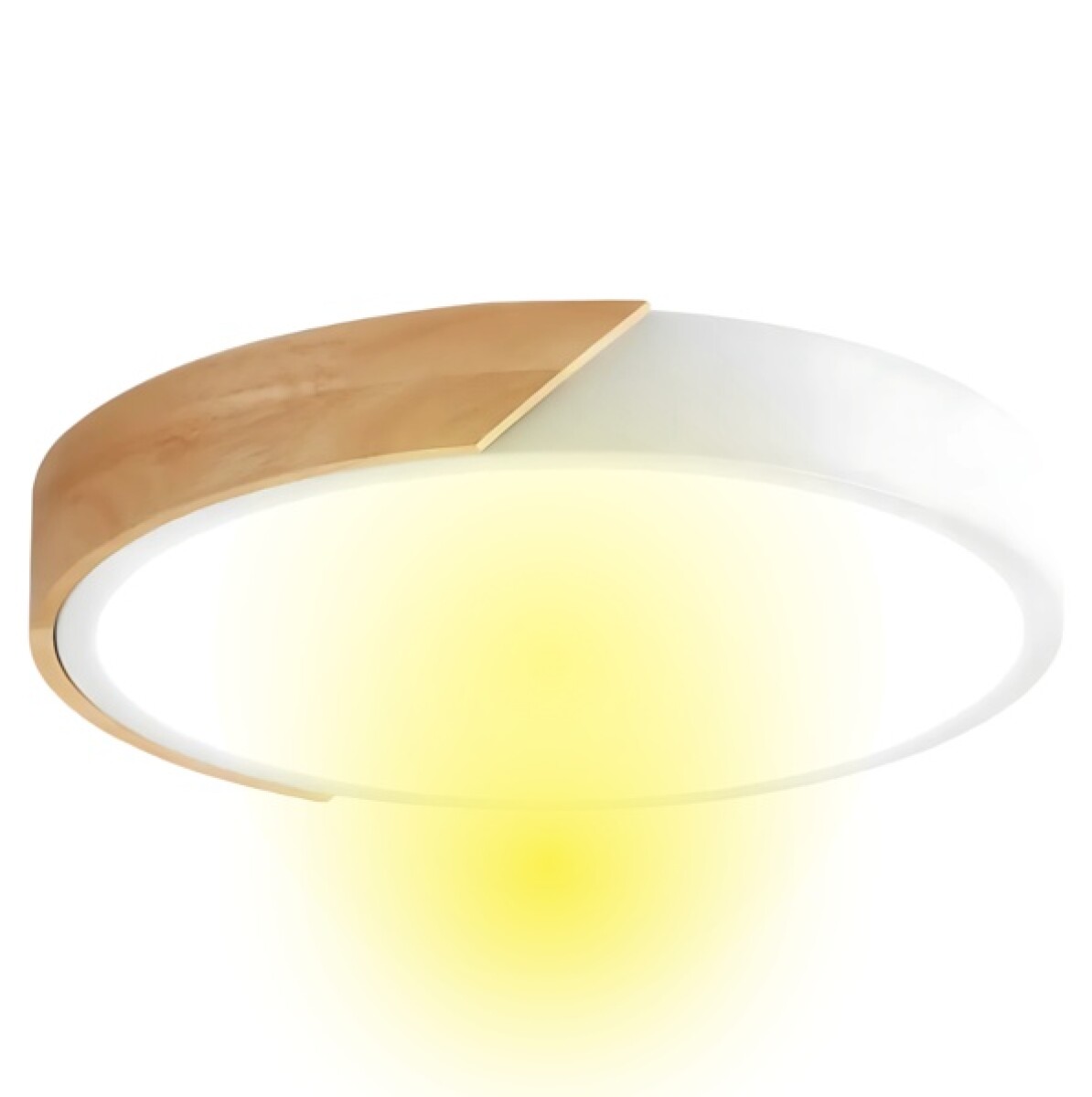 Luminaria Plafon Led Diám 30cm Metal Y Madera Luz cálida - Blanco 