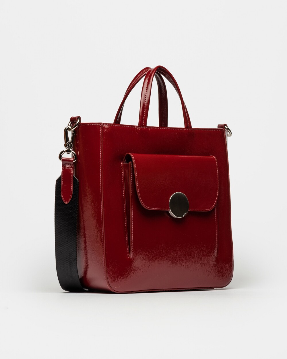 Shopper The Circle En Cuero Charol Arrugado Berry