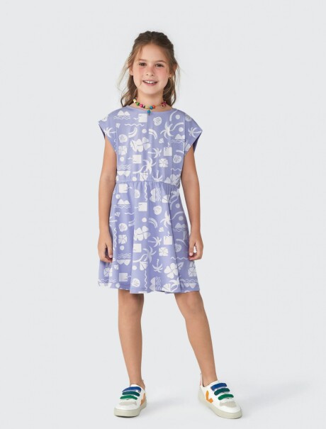 VESTIDO CORTO INFANTIL ESTAMPADO VIOLETA
