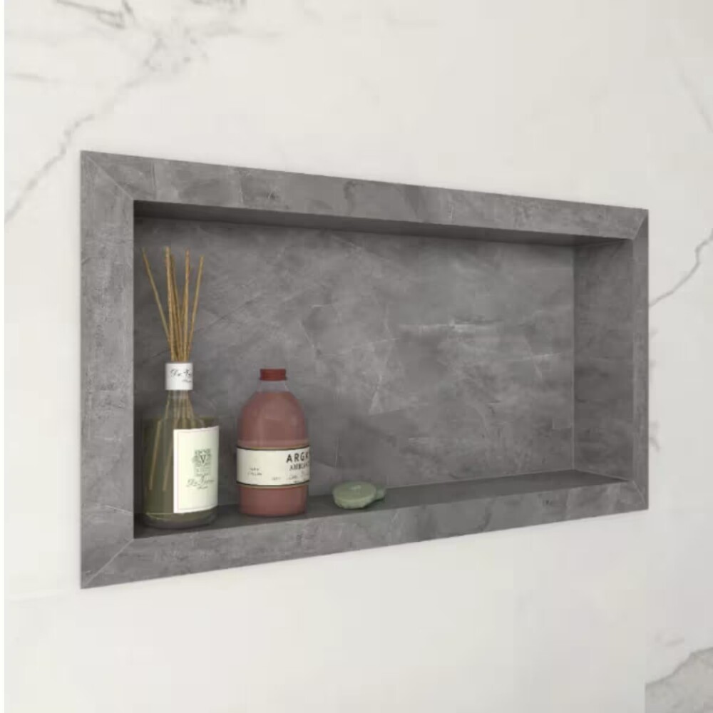 Nicho estante de empotrar Porcelanato 60cm Gris Nicho Estante De Empotrar Porcelanato 60cm Gris