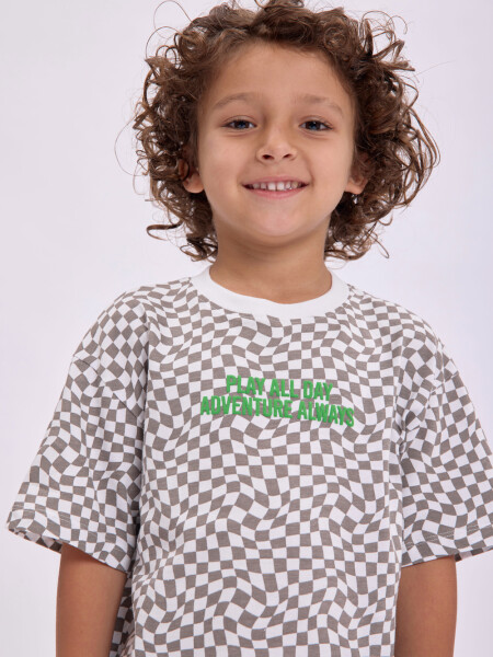 Remera estampa Cuadros Crudo