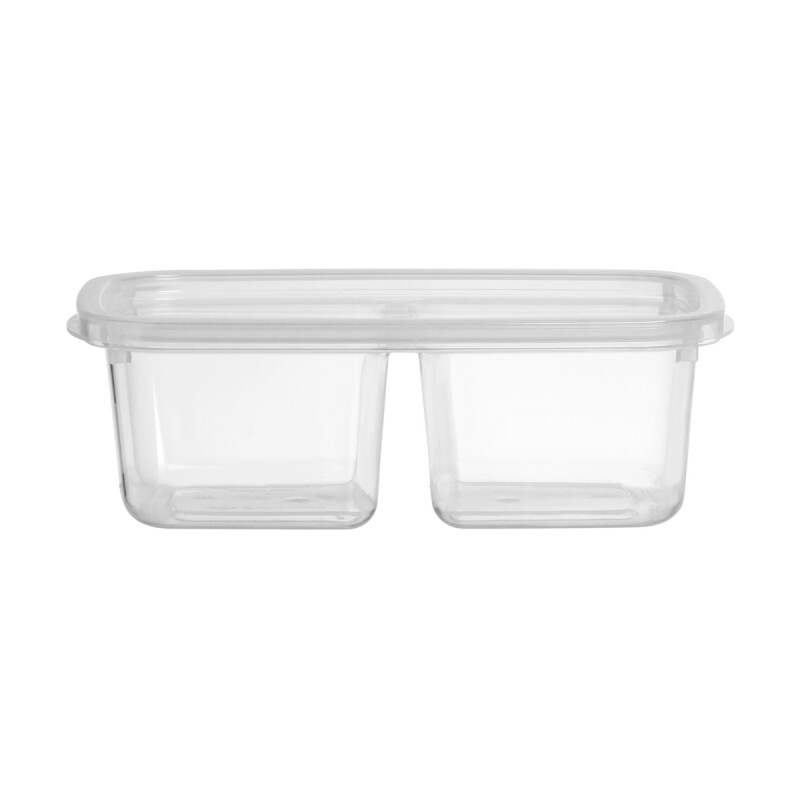 Pote rectangular con división 1,1 lts TRANSPARENTE