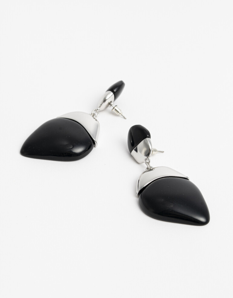 Aros Colgantes Largos Resina Aros Colgantes Largos Black Resin - Negro