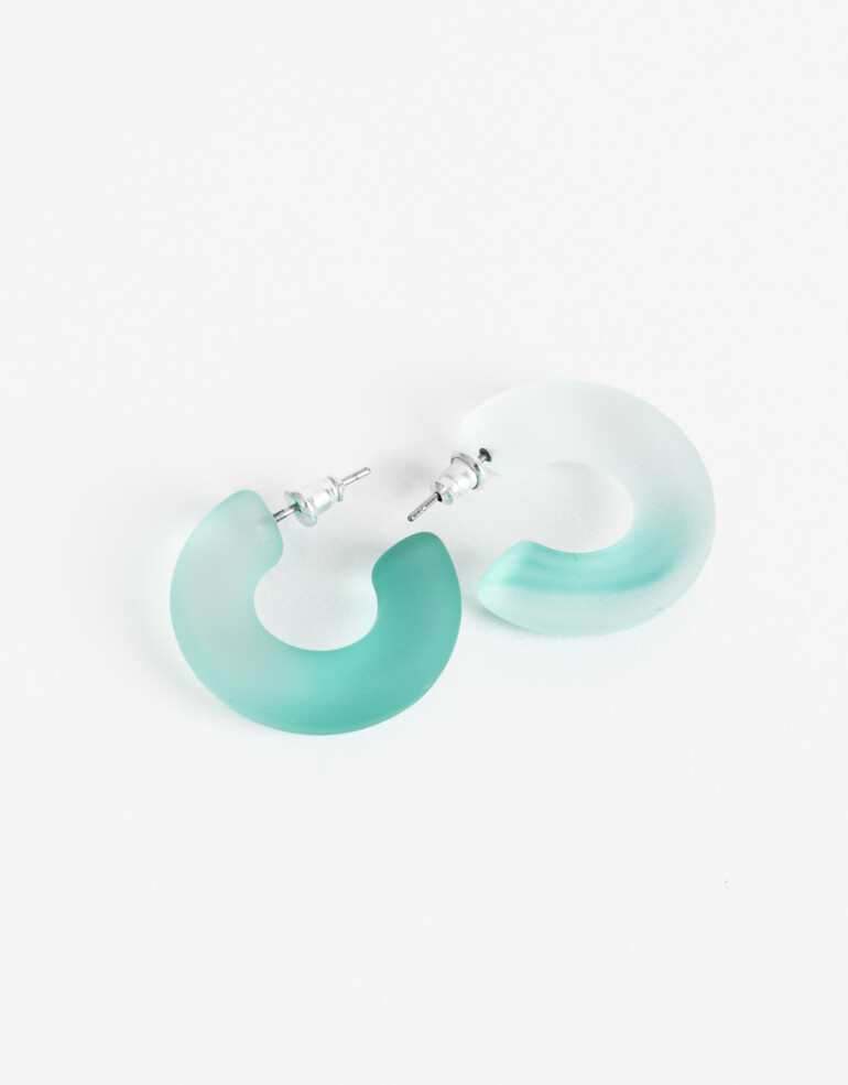 Aros Argollas Acrilico Argolla Resina Degradé Acqua - Acqua Medio