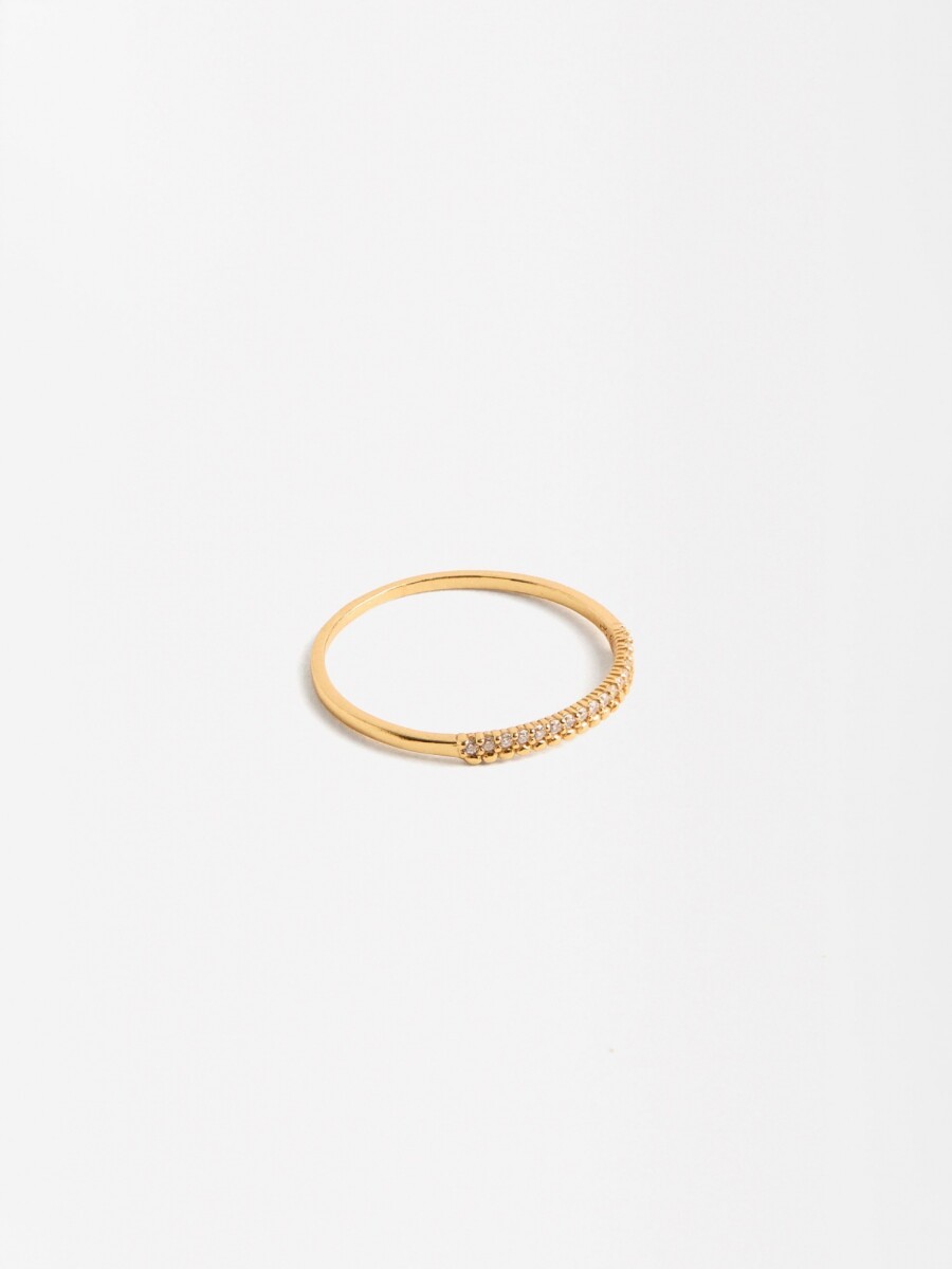 Anillo Fino Con Circonitas - Plata De Ley 925 dorado