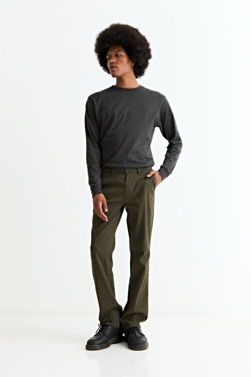 Pantalón recto VERDE INGLES