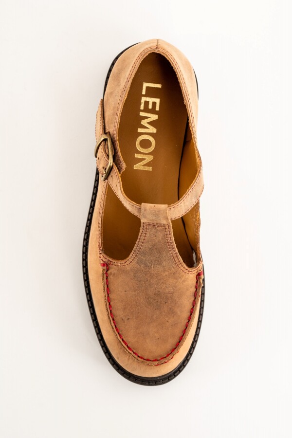 Zapato Guillermina Cuero Camel