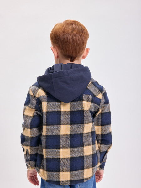 Sobrecamisa cuadros con capucha Azul