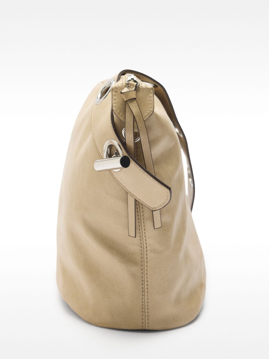 Bolso De Hombro Efecto Craquelado crudo