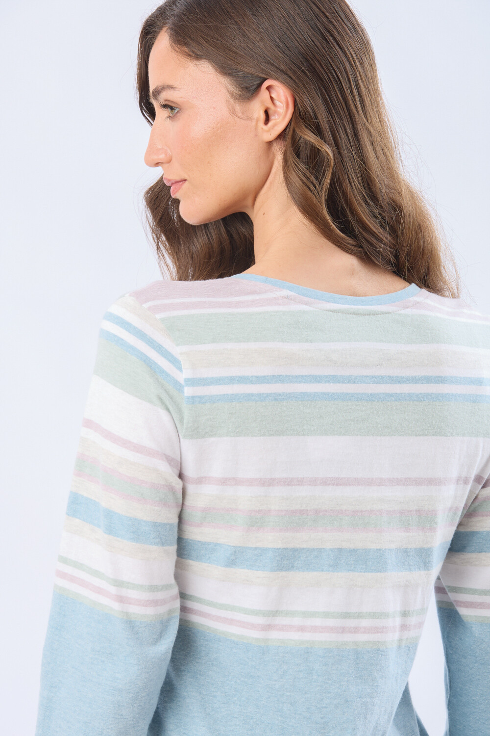 REMERA RAYADA DE ALGODÓN Pistacho