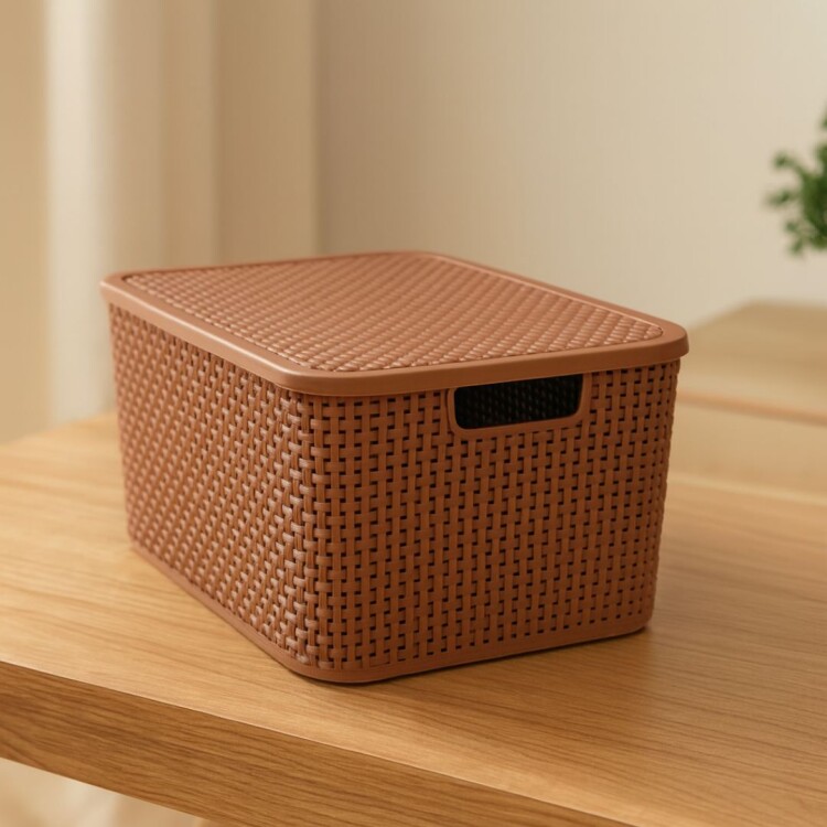 CAJA ORGANIZADORA SIMIL RATTAN 7LTS MARRON CAJA ORGANIZADORA SIMIL RATTAN 7LTS MARRON
