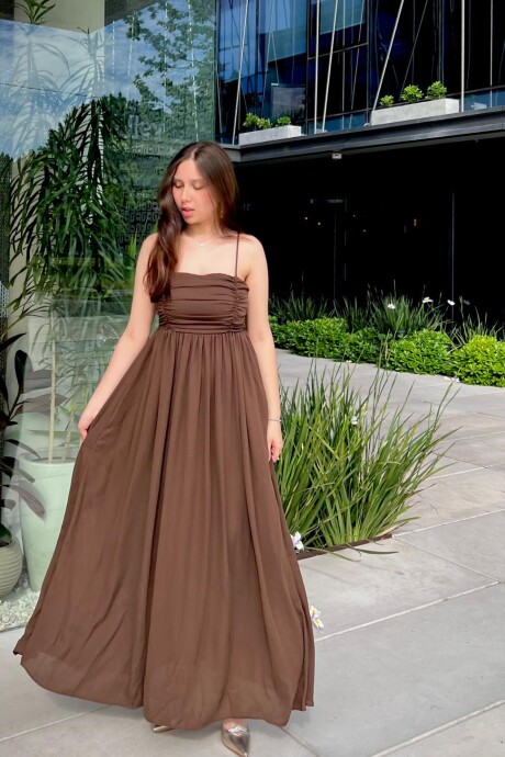 Vestido super midi Vicenza Marrón